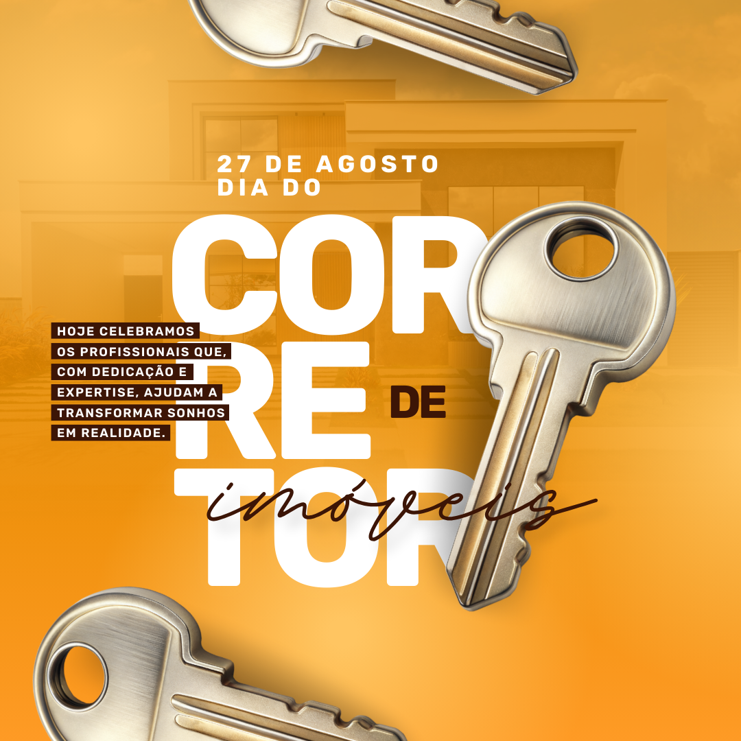 Post instagram dia do corretor de imóveis ousado laranja