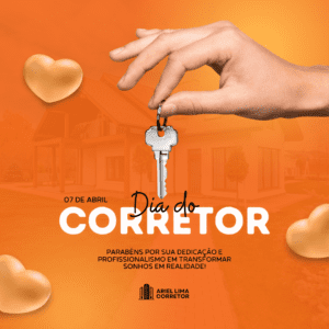 Post instagram para dia do corretor corporativo laranja