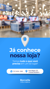 Story instagram nossa loja localização moderno azul e branco